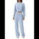 thumbnail image 3 of Conjunto de Chándal de 2 Piezas para Mujer: Sudadera Corta con Parte Delantera y Pantalón Deportivo de Pierna . Conjunto de Estar por Casa. Azul M, 3 of 8