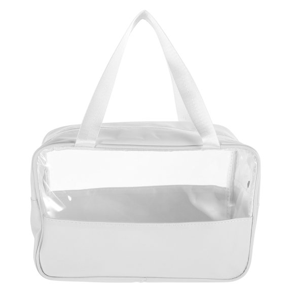 OUNONA Large Capacity Stylish Patchwork White Splashproof Makeup Bag for Travel and Daily Use