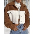 thumbnail image 5 of Womens Fuzzy Fleece Jacket Button Down Coats Casual Winter Warm Outwear with Pockets Dark Brown M, 5 of 9