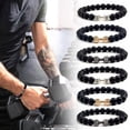thumbnail image 2 of Natural Black Volcanic Lava Stone Dumbbell Bracelet black Matte Beads Brace N2D3, 2 of 9