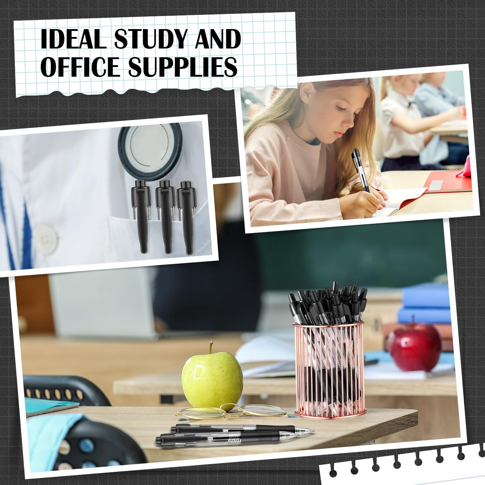 100 Gel Ink Pens Retractable Ballpoint Medium Point 1.0 Mm Smooth Writing Click For Journal Office Home(black Ink)