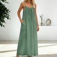 thumbnail image 5 of Hduncf Backless Cami Dresses for Women Cami Lounge Dress Backless Solid Color Sleeveless House Dress Long Sundress with Back Tie Green L, 5 of 9