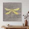 thumbnail image 2 of wall26 Canvas Print Wall Art Yellow Wood Effect Dragonfly Nature Plants Wood Panels Modern Art Farmhouse/Country Colorful Multicolor Warm for Living Room, Bedroom, Office - 12"x12", 2 of 5