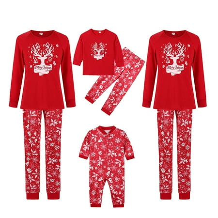 

Spring hue Christmas Family Parent-Child Matching Set Pajamas Sleepwear Elk Print Pyjamas Xmas Nightwear Homewear