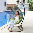 thumbnail image 2 of Island Gale® Luxury Hanging Hammock Porch Rattan Wicker Swing Chair with Free Cover Outdoor Egg Chair with Cushion, 2 of 13
