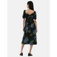 thumbnail image 3 of Time and Tru Women's and Women's Plus Back Tie Midi Dress with Puff Sleeves, Sizes XS-XXXL, 3 of 4