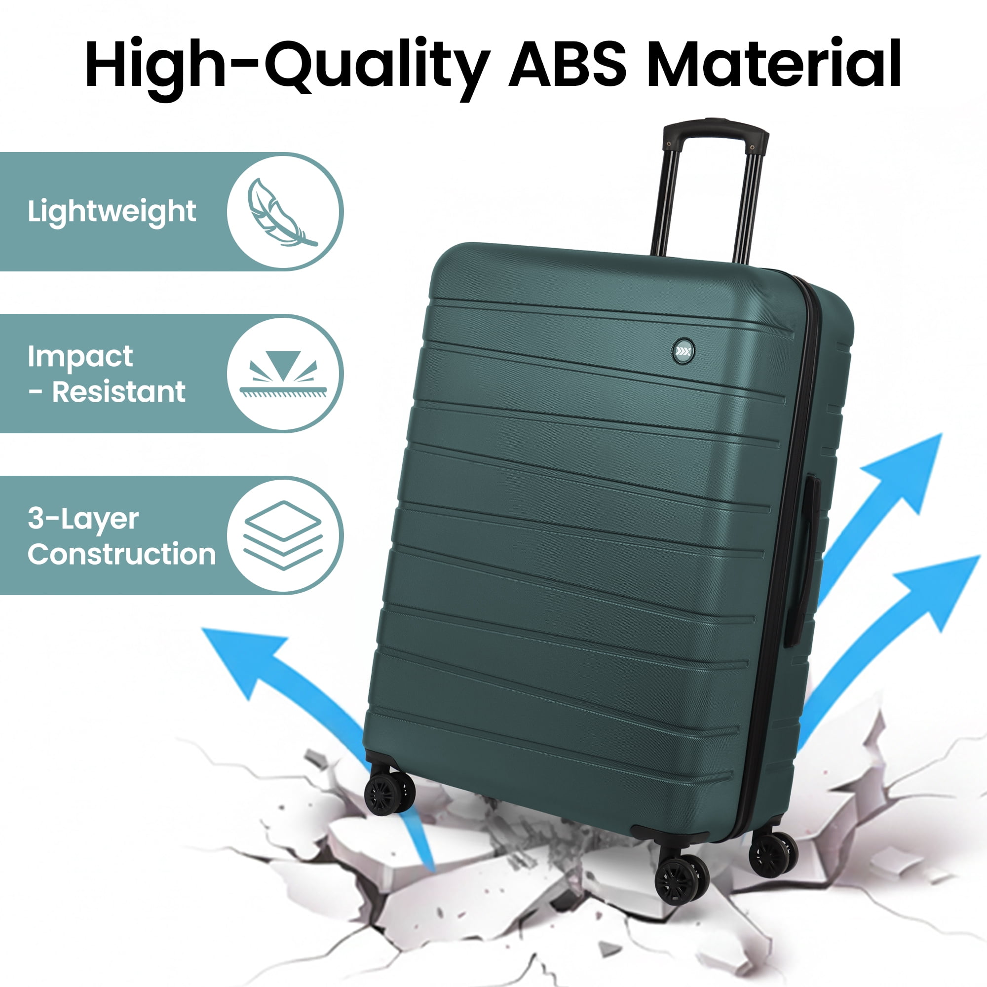 New York Xpress 30" Hardside Large Checked Spinner Luggage,Durable Lightweight Hard Shell Travel Suitcase, Green - 2538