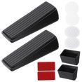 thumbnail image 1 of Uxcell 2 juegos de topes de puerta fuertes con soporte adhesivo y protectores, negro, 1 of 7