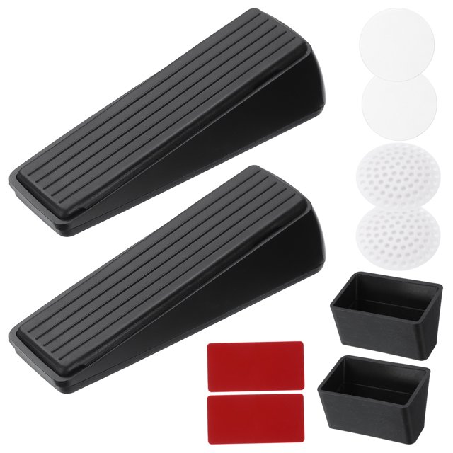 Uxcell 2 juegos de topes de puerta fuertes con soporte adhesivo y protectores, negro