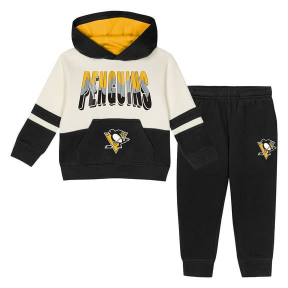 Toddler Outerstuff Black Pittsburgh Penguins Chants and Cheers Fleece Hoodie and Pants Set