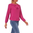 thumbnail image 5 of INSPIRE CHIC Women's Valentine's Day Ruffle Neck Long Sleeve Blouse Shirts L Hot Pink-Solid, 5 of 7