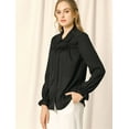 thumbnail image 4 of INSPIRE CHIC Blusa Camisa Tops Con Botones Manga Larga Pu?o Elástico Detalle De Volantes Para Mujeres Negro XL, 4 of 6