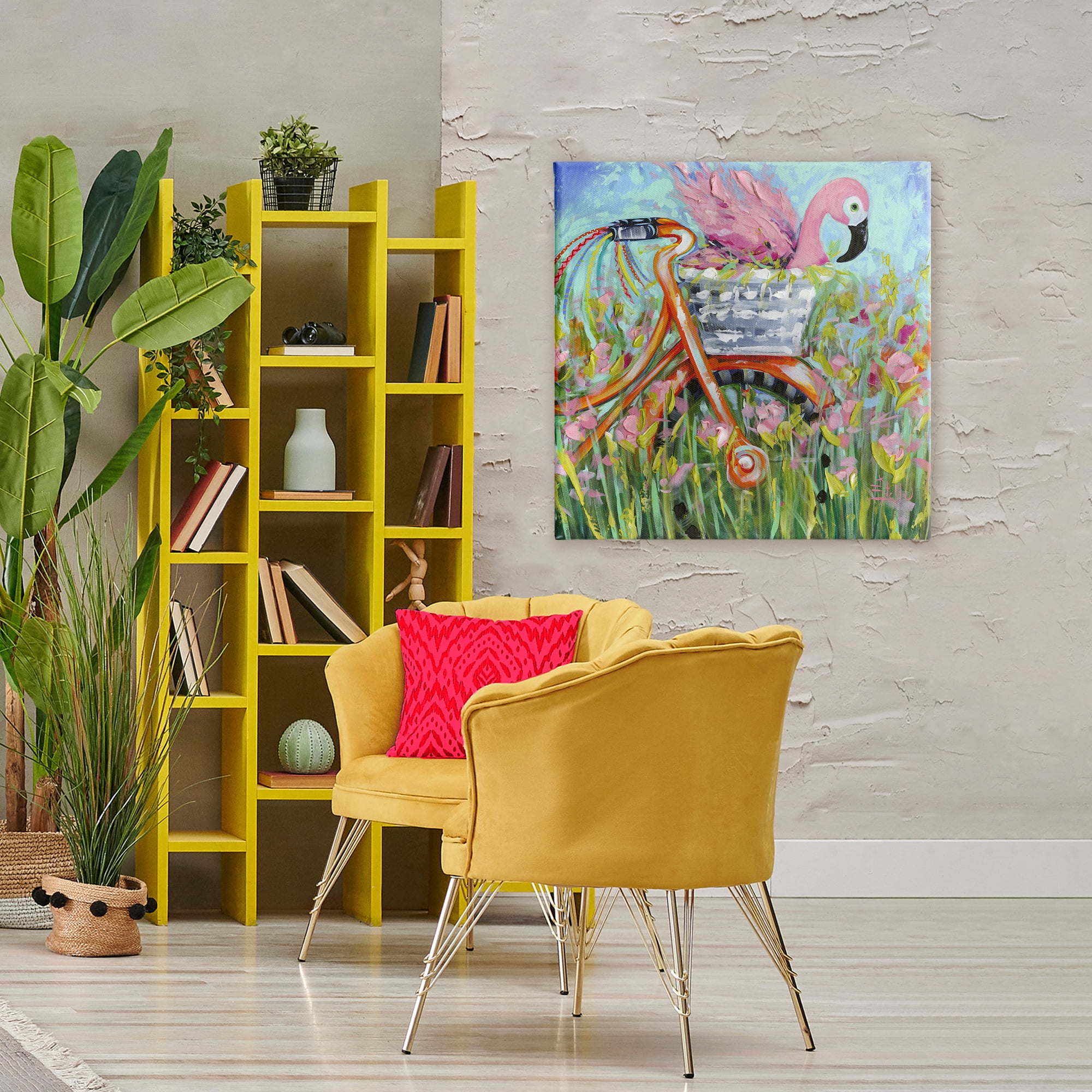 Stupell Industries Flamingo's Free Bicycle Ride Canvas Wall Art, design by Estelle Grengs