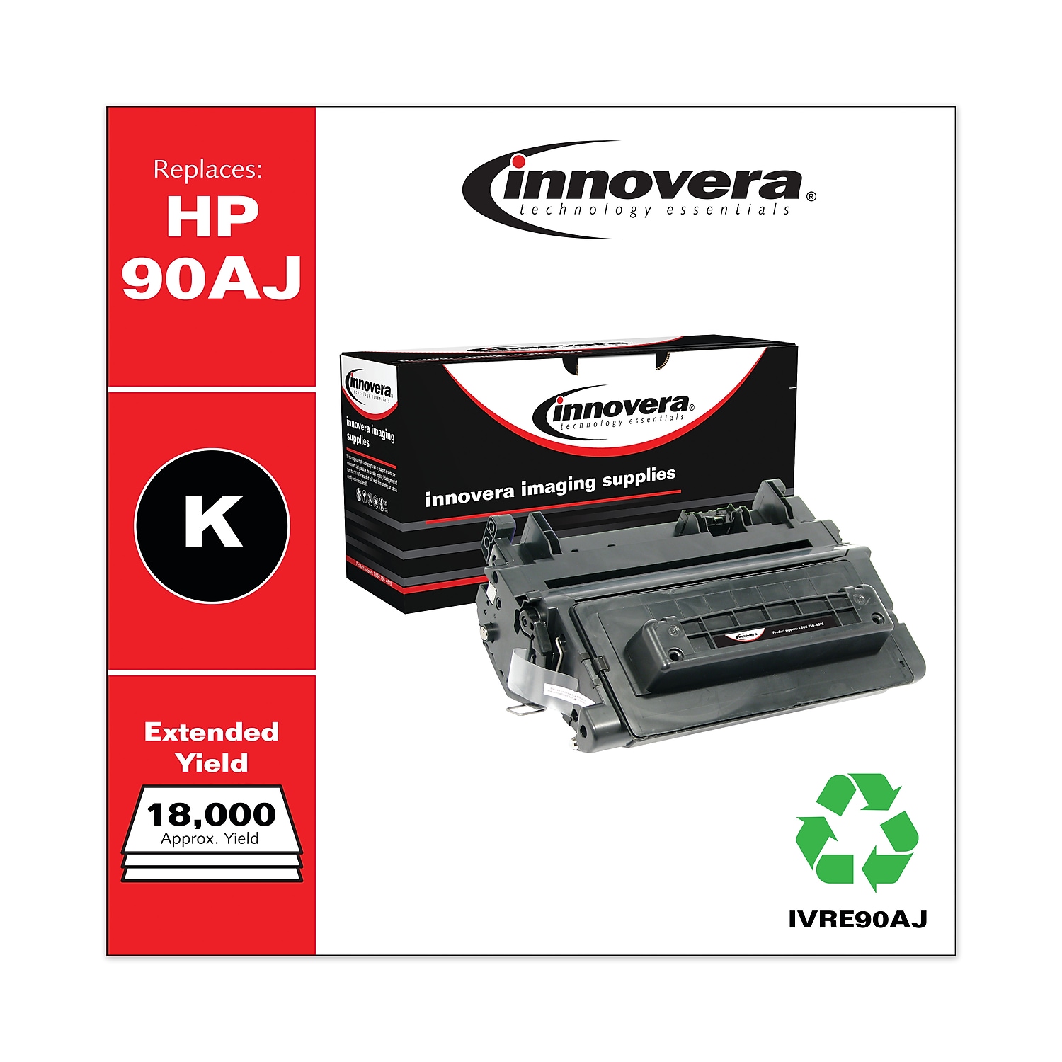 Innovera IVRE90AJ Remanufactured 18000-Page Extended-Yield Toner for HP 90A (CE390AJ) - Black - image 2 of 6