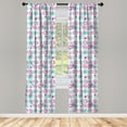 thumbnail image 4 of Ambesonne Abstract Boho Window Curtains, Circles Stars Lines, Each 28" W x 84" L, Fuchsia Teal White, 4 of 4