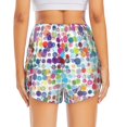 thumbnail image 2 of Lsque Colorful Watercolor Dots Printed Women's Running Shorts with Liner Pockets,Elastic Quick Dry Workout Athletic Gym Yoga Shorts,Womens High Waist Shorts-XX-Large, 2 of 9