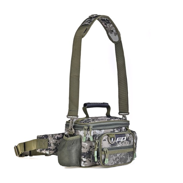 LEO Sac à Bandoulière Compact Camouflage pour la Pêche avec Sangles Réglables et Multiples Poches pour l'Organisation de l'Équipement, Idéal pour la Randonnée, le Camping et les Activités Extérieures