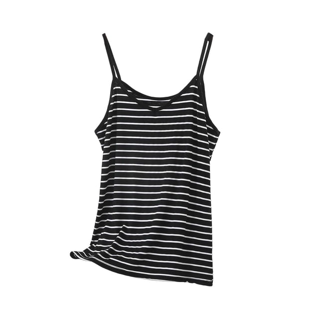 Ymauqau Débardeurs pour Femmes Grande Taille à Bretelles Spaghetti, Encolure Dégagée, T-Shirts Sans Manches à Rayures, Camisoles Décontractées, Hauts Camisoles Confortables