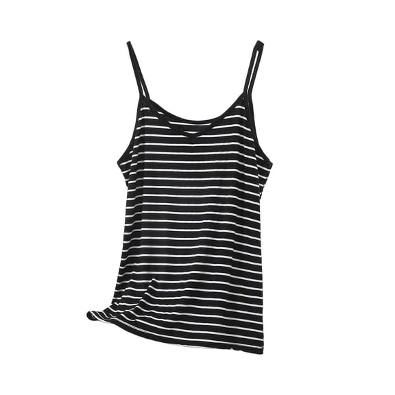 Women's Cotton Striped Spaghetti Strap Tank Top Summer Soft V-Neck Sleeveless Undershirt Casual Layering and Everyday Wear Tops Dark Gray