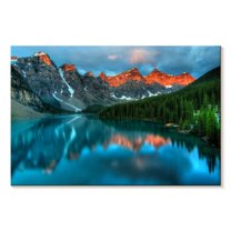 Elephant Stock Tranquil Moraine Lake Wall Art - Horizontal Canvas Wall Art - Living Room Wall Decor - Nature Canvas - Teal And Orange Decor - 48" x 32"