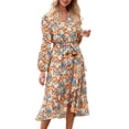 thumbnail image 1 of Vestido PRETTYGARDEN Floral Boho Cruzado Cuello en V Manga Larga Talla L, 1 of 7
