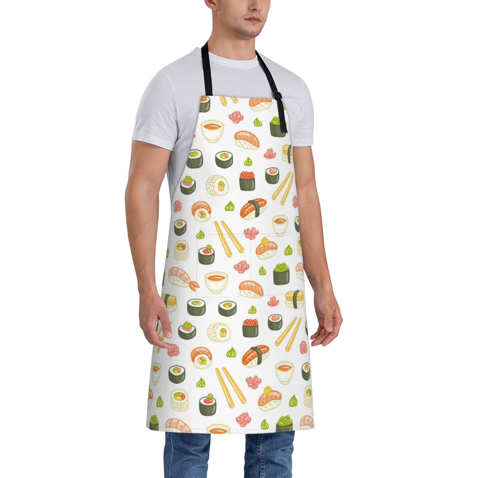 Kdxio Sushi and Rolls Apron with Pockets Adjustable Kitchen Aprons for Men Women Waterproof Aprons for Cooking,Drawing,Crafting, Baking Household Cleaning