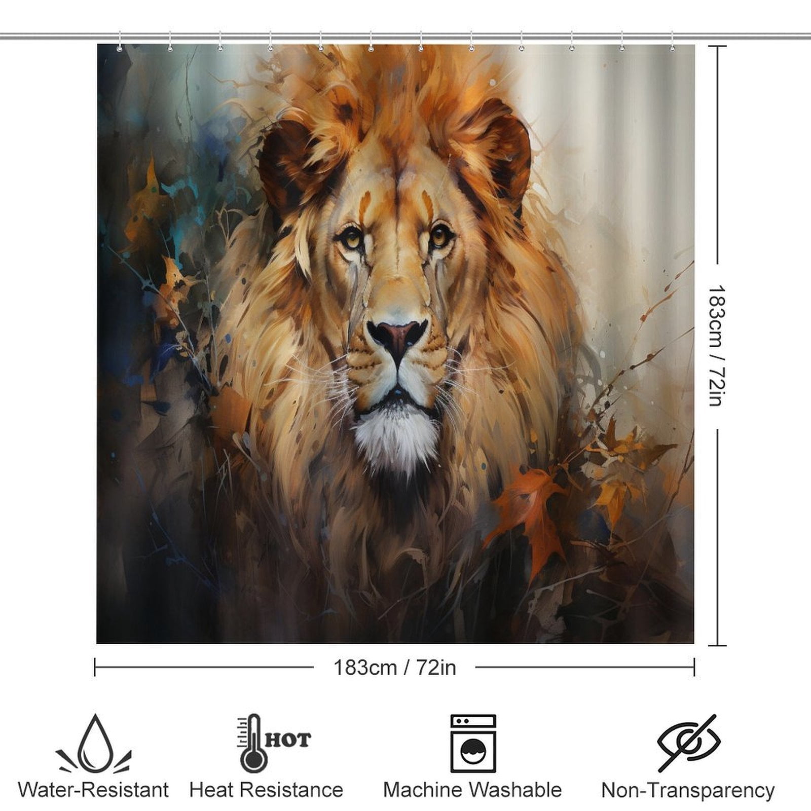 4 Piece Shower Curtain Sets Bathroom Sets with Shower Curtain And Rugs 4 Piece Artistic Lion Face Waterproof Shower Curtain Forest King Face Wild Animal for Bathroom Decor