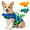 Blue, variant on Dog Life Jacket with Chin Float, Adjustable High Buoyancy Cartoon Pet Swim Vest with Rescue Handle, Ripstop Floating Jacket for Small Medium Large Dogs, Ideal for Swimming, Boating and Pool