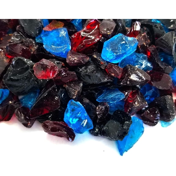 Blue &  Multi Purpose Premium & Fire Glass Rock 2-Pound 1/4"-1/2" inch - for Use in Fire Features, Aquariums, Apothecary, Jars, Vase, Potted Plants, Fire Bowls, Etc. (Tropical Sunset)