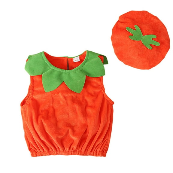 Hjtefg Kids' Pumpkin Play Set - Cozy Vest & Matching Hat, Soft Autumn Outfit for Baby Boys & Girls,Color: Orange Size: 2-3 Years