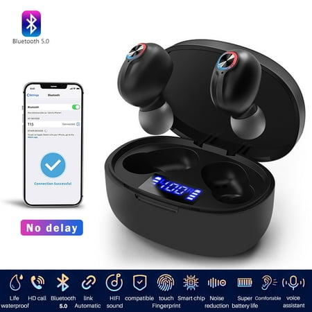 Black Friday Deals! Wireless Bluetooth Earbuds, Bluetooth 5.0 Headphones with Power Display Charging Case, IPX8 Waterproof 140H Playtime in-Ear Stereo Hi-Fi Sound Headsets for Sports, Black