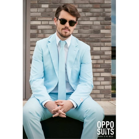 OppoSuits Men's Cool Blue Solid Suit