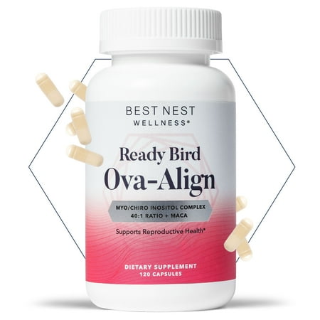 Ready Bird Ova-Align, Myo-Inositol & D-Chiro-Inositol Blend, 40:1 Ratio, 2000 mg per Serving, Organic Maca Root, Vitamin B8, Healthy Ovarian Support, Hormone Balance for Men & Women, Non-GMO, 30 Ct