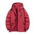 thumbnail image 2 of Tiweut Womens Casual Outdoor Jackets Lightweight Windproof Coat Long Sleeve Hooded Versatile Waterproof Hiking Camping Outdoor Clothes Red,S, 2 of 3