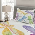 thumbnail image 2 of Ambesonne Dragonfly Quilted Coverlet 3 Pcs, Watercolor Winged Bug, Queen Size, Multicolor, 2 of 4