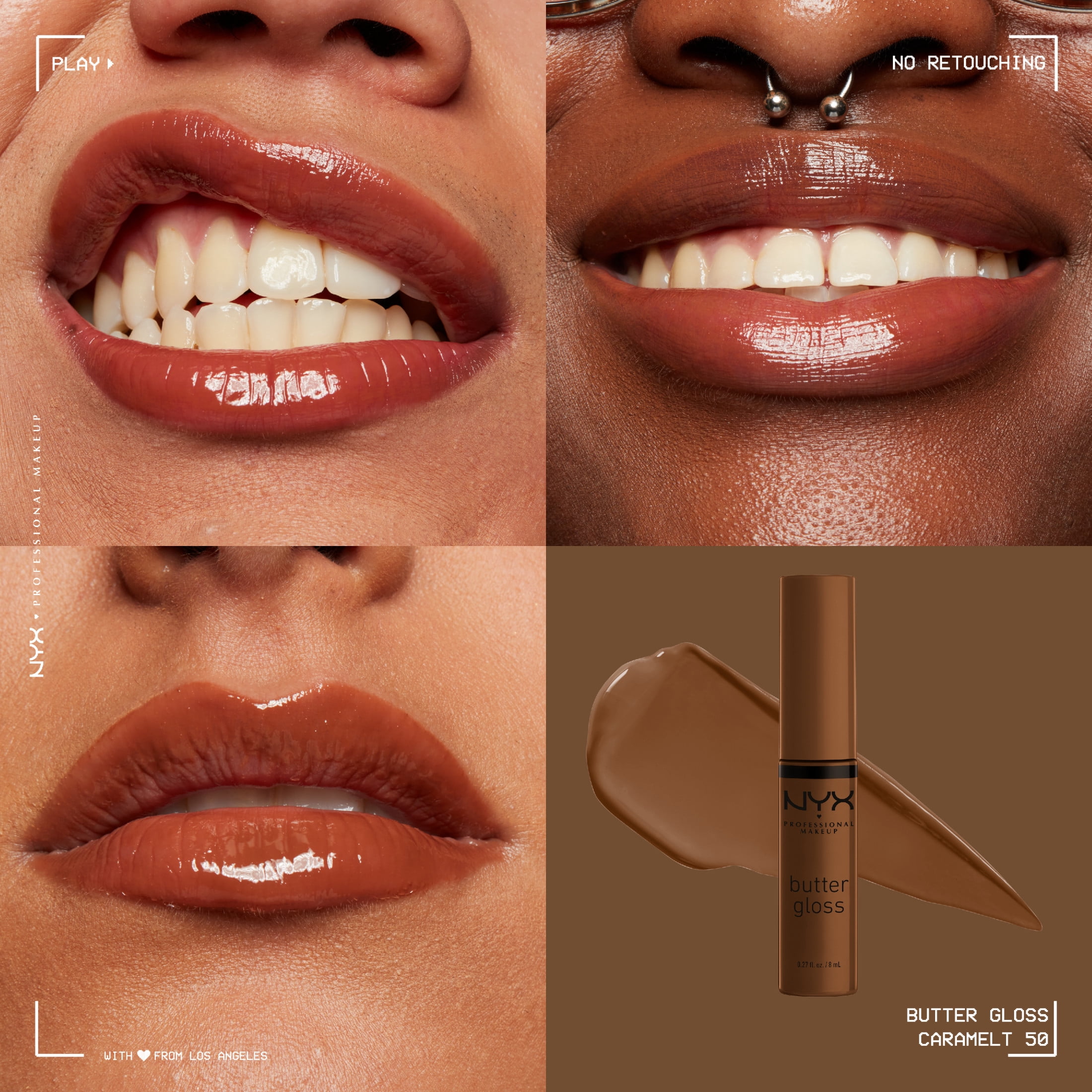 NYX Professional Makeup Butter Gloss, Non-Sticky Lip Gloss, Caramelt, 0.27 Oz
