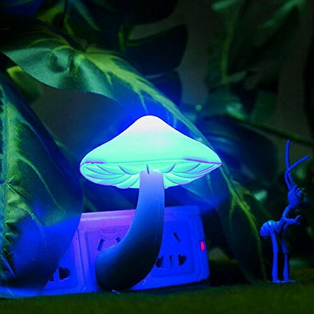 LED Mushroom Night Light Lava Lamps Small Portable Bedside Lamp Blue ...