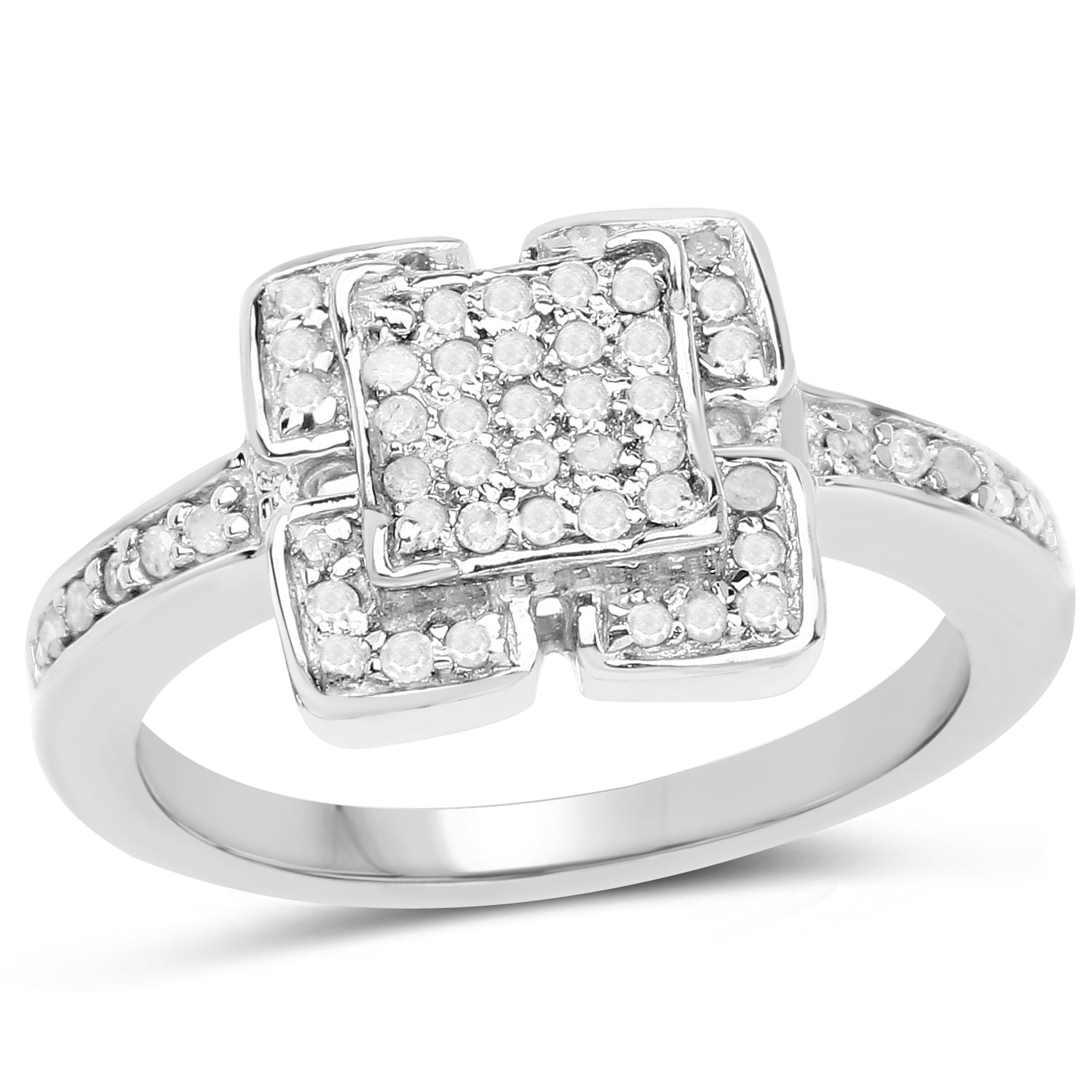 14K White Gold Plated 0.24 Carat Genuine White Diamond .925 Sterling Silver Ring 14K White Gold Plated 0.24 Carat Genuine White Diamond .925 Sterling Silver Ring