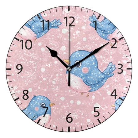 YAZAOO Decorative Wall Clock Size：25cm Whimsical Winter Blues Design Pattern Clock