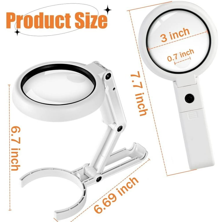 Meromore Magnifying Glass with Light, 30X 10X Magnification Handheld  Magnifier with 3 Light Brightnesses and 21 LED Light for Reading, Hobbies,  Inspection, Crafts, Exploring, Map, Black 