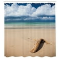 thumbnail image 3 of Ambesonne Digital Shower Curtain, Sandy Beach and Clouds, 69"Wx84"L, Sand Brown Blue, 3 of 5