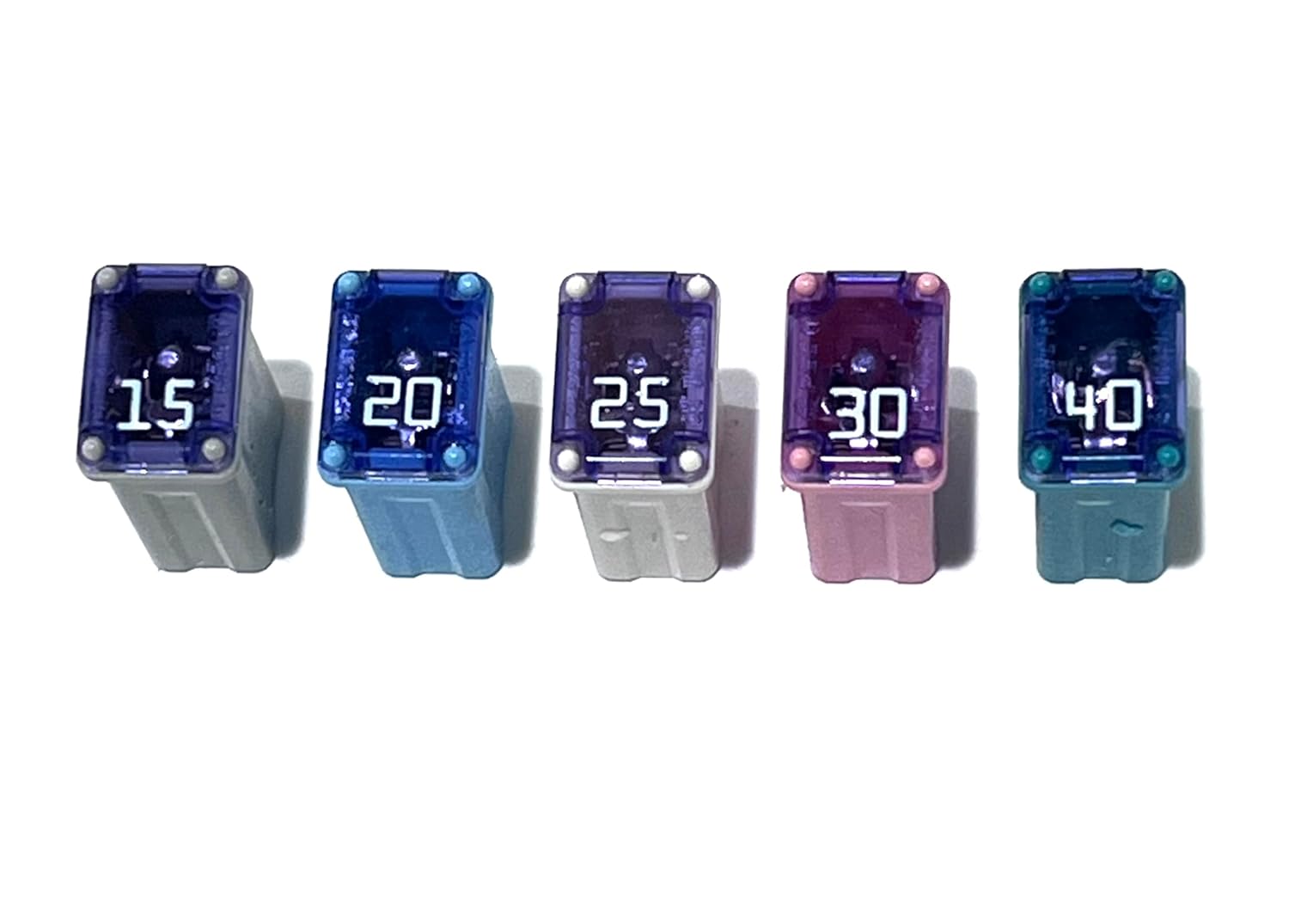 EDS 25 Pack Micro Cartridge Auto Fuses, FMM/MCASE Fuse Kit, 5 Each - 15A, 20A, 25A, 30A, 40A, Auto Fuse Assortment for Ford F150, Ram, Subaru, Mazda, Cars SUVs and Trucks