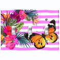 thumbnail image 1 of Metal Light Switch Plate Cover Hibiscus Flower Wreath Butterfly Pink Stripes FLW034, 1 of 13