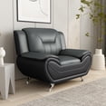 thumbnail image 3 of Uspridefurniture Eveland 47.3" Faux Leather Upholstered Club Chair-Gray/Black, 3 of 5