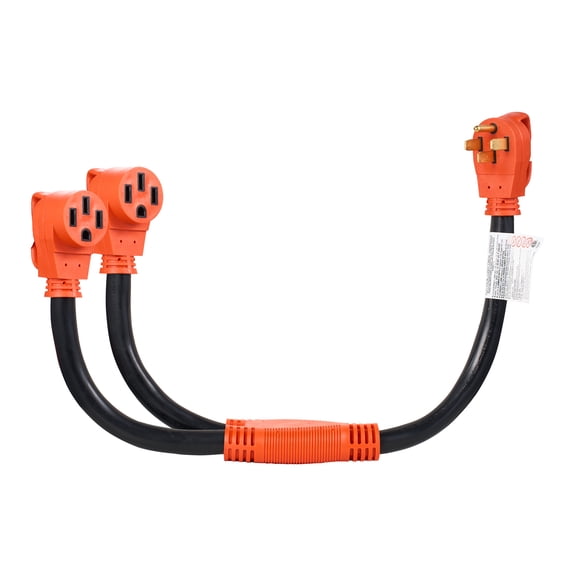 KFFKFF 50 Amp Y Splitter Adapter Cord, NEMA 14-50, 4-Prong 240V Splitter for RV and EV, NEMA 14-50P to Dual 14-50R Outlets with Grip Handle, Durable 6/3 8/1 STW Cable, Outdoor Power Extension Cord