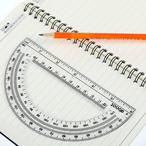 Tekola 24 Pack Plastic Protractors Math Protractor 180 Degrees 6 Inch (Clear)