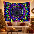 thumbnail image 3 of Geometric Optical Illusion Set Against a Black Void, Mysterious Psychedelic for Gamers, Abstract Neon Art, Birthday Gift, Tapestry Wall Hanging for Gaming Room and Bedroom, 3 of 7