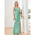 thumbnail image 4 of Wedding Dress Wedding Guest Dresses for Women V-Neck Spangled Fishtail Dress Party Bridesmaid Dress European Beads Sleeveless, 4 of 9