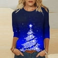 thumbnail image 2 of JGTDBPO Ugly Christmas Sweater for Women Light Up Shiny Xmas Tree Print 3/4 Sleeve Comfortable Round Neck Holiday Pullover Loose Blouse Top Hoodless Sweatshirts, 2 of 5