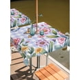 thumbnail image 2 of Outdoor Tablecloth with Umbrella Hole for Patio/Picnic/Party/Camping, Pink Flowers Waterproof Table Cloth Square Cover Washable, Spring Floral Butterfly Leaves Plants Blue Plaid (54"x 54"), 2 of 8
